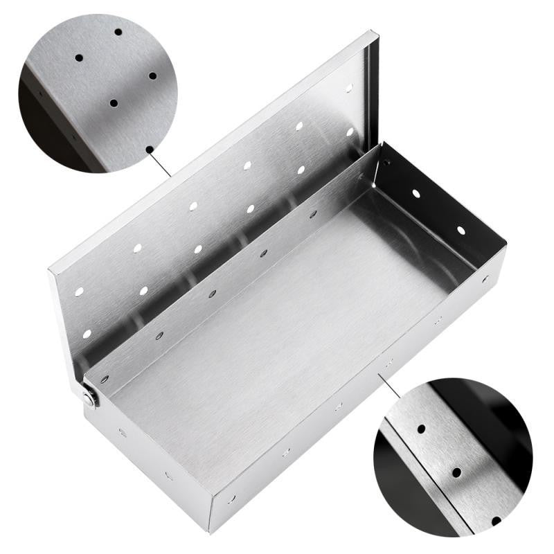 Cutie de afumator pentru gratar Vivimall, Inox, 9.6x4.4x22.2 cm, Argintiu - vivimall.ro