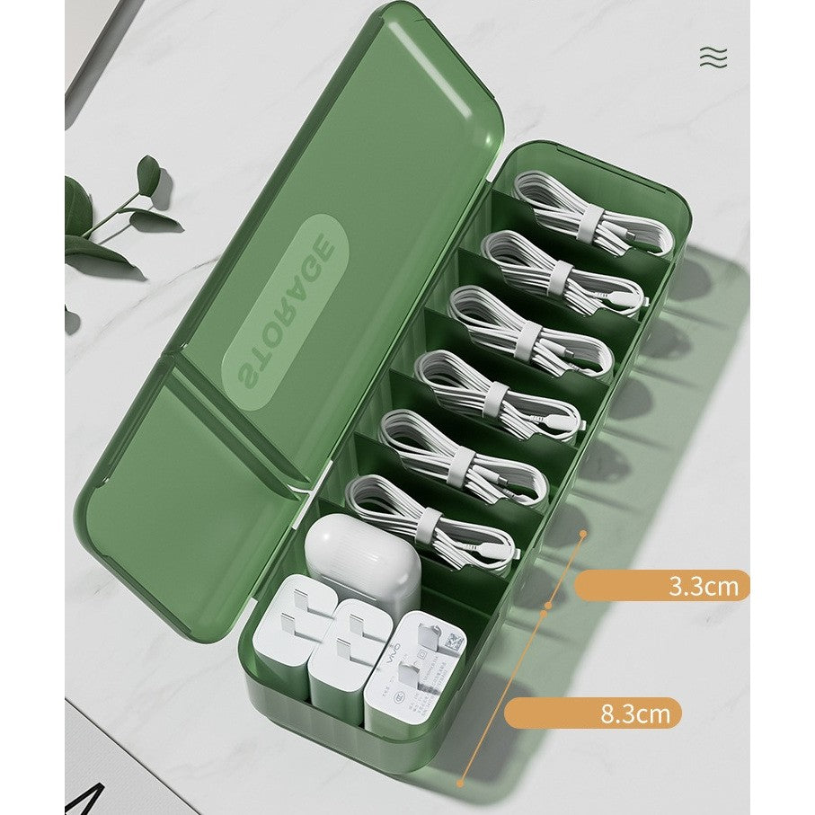 Cutie Organizatoare pentru Cabluri, Vivimall, din Plastic, 28 x 9 x 6 cm, Verde - vivimall.ro