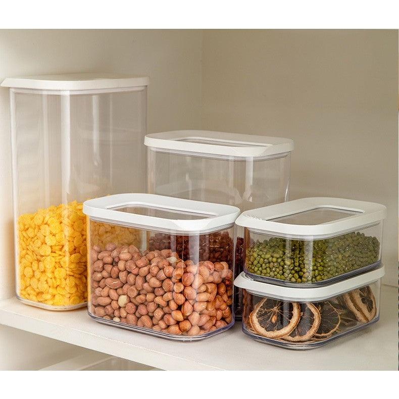 Cutie de Depozitare Alimente, Vivimall, 1.5L, Capac Alb, din ABS+Silicon, 14.5 x 9 x 16.7 cm, Transparent - vivimall.ro