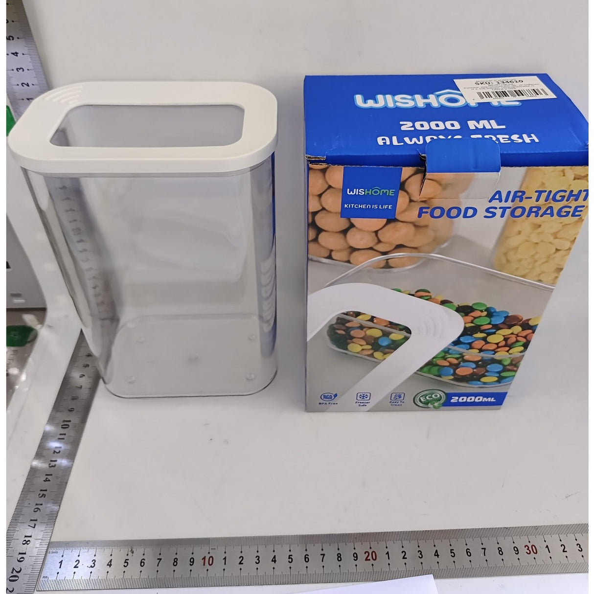 Cutie de Depozitare Alimente, Vivimall, 2L, Capac Alb, din ABS+Silicon, 14.5 x 9 x 22.2 cm, Transparent - vivimall.ro