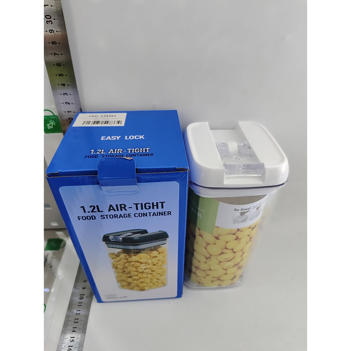 Cutie de Depozitare Alimente, Vivimall, Cutie de Depozitare tip Container pentru Bucatarie, cu Capac, Inchidere Ermetica, Cutie pentru Cereale, 20.5 x 10 x 10 cm, volum 1.2 L, Alb - vivimall.ro