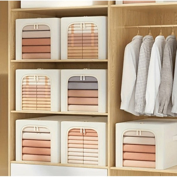 Cutie de Depozitare, Vivimall, 31L, din In si Bumbac, Pliabila, Cadru din Otel, 45 x 30 x 23 cm, Kaki - vivimall.ro