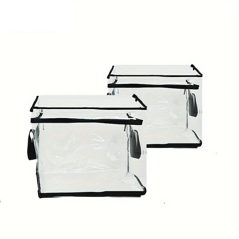 Cutie de Depozitare, Flippy, din PVC + Textil, Rezistenta la Apa, Geanta pentru Carti, 32x24x25 cm, Transparent-Negru