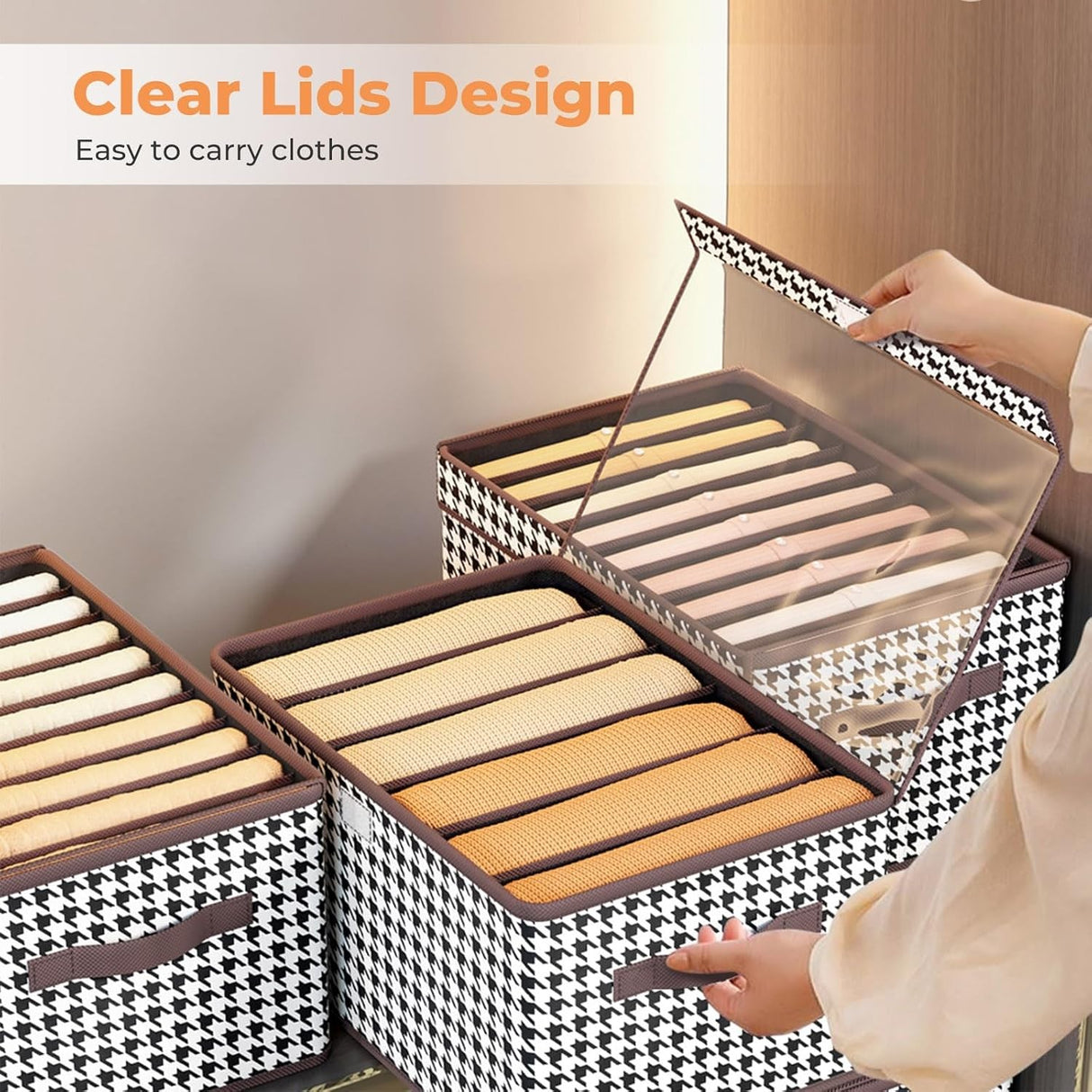 Cutie De Depozitare, Vivimall, Pentru Haine, Lenjerie, Sosete Si Sutiene, Material Textil, 6 Compartimente, 44x30x20 cm, Culoare Alb-Negru