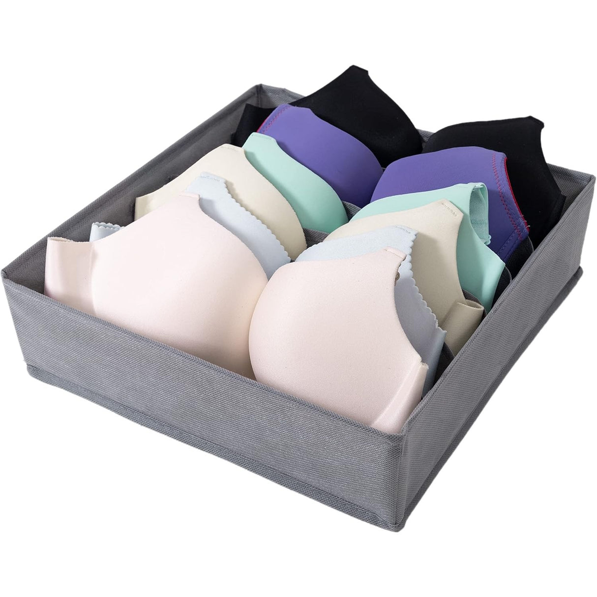 Cutie De Depozitare, Vivimall, Pentru Lenjerie, Sosete Si Sutiene, Material Textil, 7 Compartimente, 32 x 32 x 10 cm, Culoare Gri