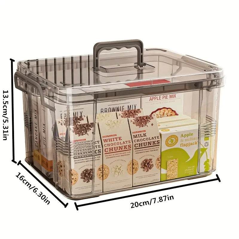 Cutie De Depozitare, Vivimall, Tip Valiza, pentru Alimente, Jucarii, Accesorii, Transparent-Gri, Marime S, 24x17x13.5 cm - vivimall.ro