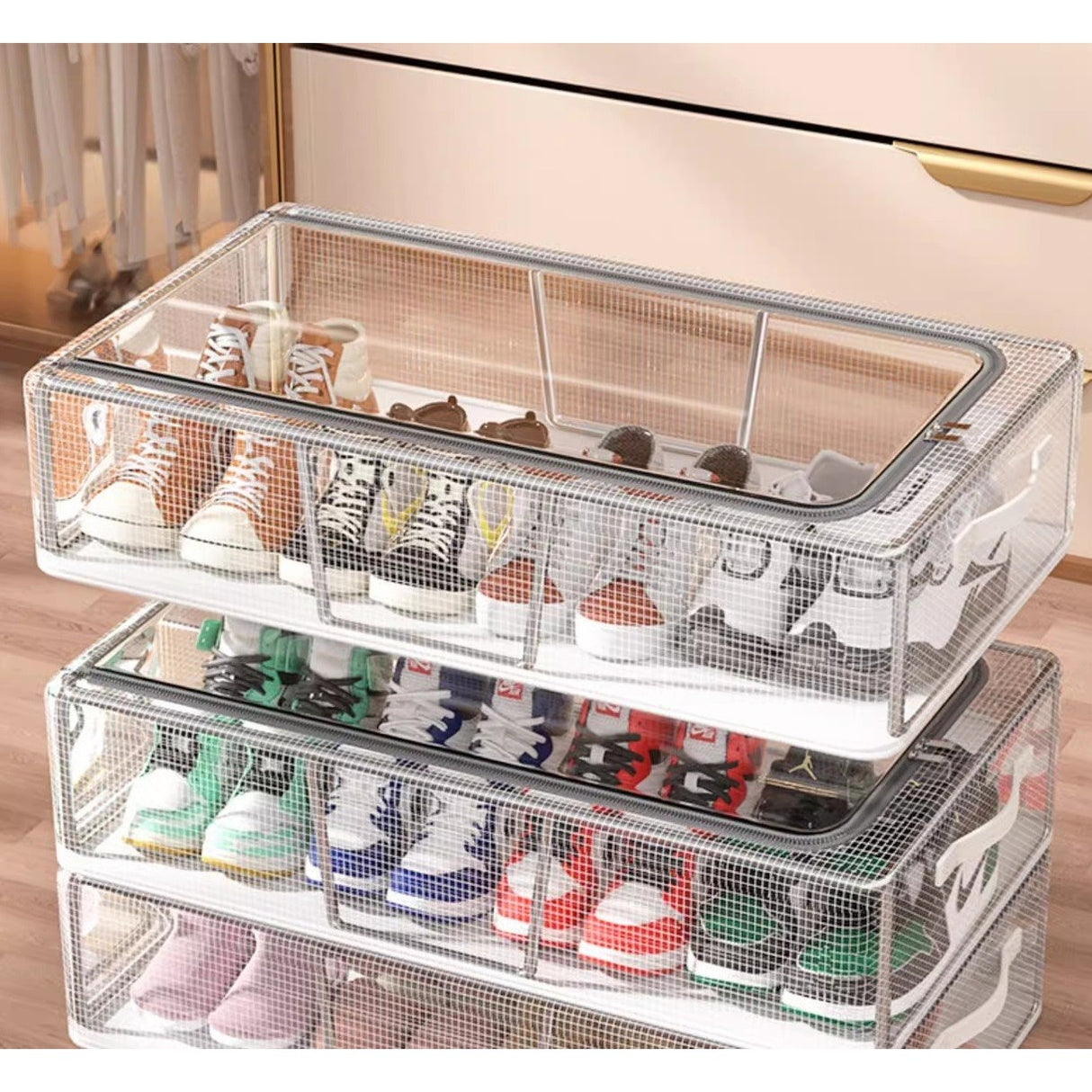 Cutie Pantofi Transparenta Pliabila | ShoeVault - vivimall.ro