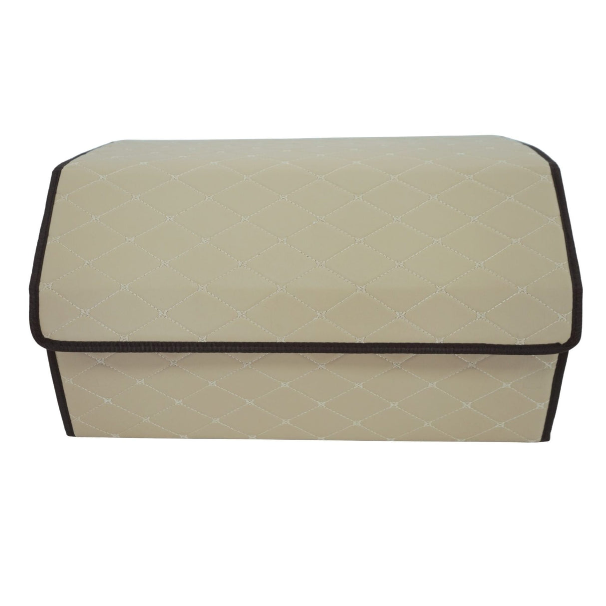 Cutie de Depozitare Auto, Flippy, Organizator Premium Portbagaj, 2 Compartimente Depozitare, Geanta Multifunctionala din Piele Ecologica, Pliabil si Rezistent la Uzura, Bej Deschis, 55 x 30 x 30cm - vivimall.ro