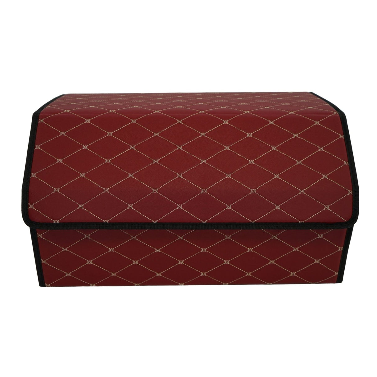 Cutie de Depozitare Auto, Flippy, Organizator Premium Portbagaj, Geanta Multifunctionala din Piele Ecologica, 2 Compartimente Depozitare, Rezistent la Uzura si Pliabil, Bordo, 55 x 30 x 30cm - vivimall.ro