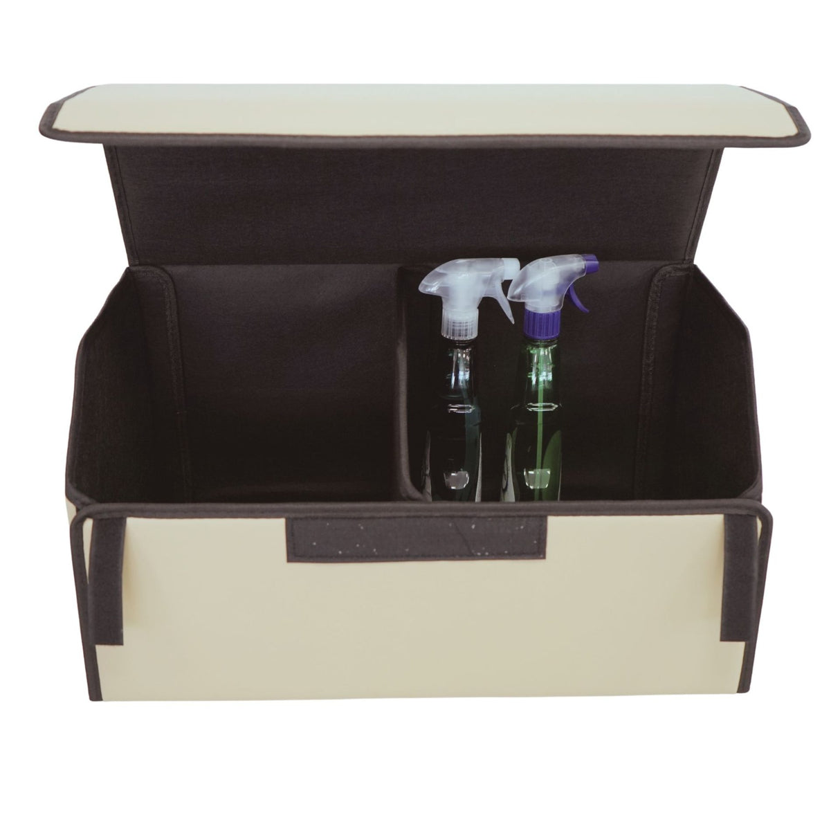 Cutie de Depozitare Auto, Flippy, Organizator Premium Portbagaj, Geanta Multifunctionala din Piele Ecologica, 2 Compartimente Depozitare, Pliabil si Rezistent la Uzura, Bej, 55 x 30 x 30cm - vivimall.ro