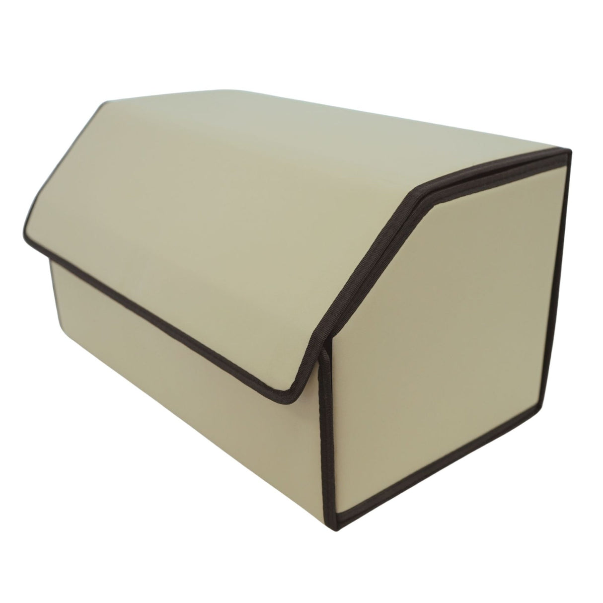 Cutie de Depozitare Auto, Flippy, Organizator Premium Portbagaj, Geanta Multifunctionala din Piele Ecologica, 2 Compartimente Depozitare, Pliabil si Rezistent la Uzura, Bej, 55 x 30 x 30cm - vivimall.ro