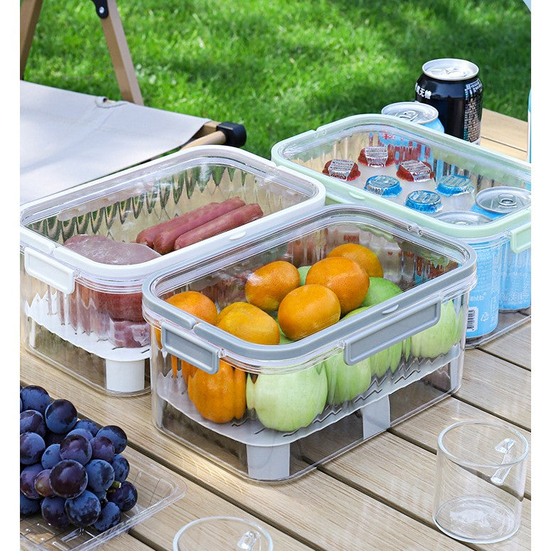 Cutie De Depozitare Portabila, Cu Separator Pentru Gheata Si Scurgere, Mentine Rece, Caserola Pranz, 25X16.5X11.5 Cm, Gri/Transparent - vivimall.ro