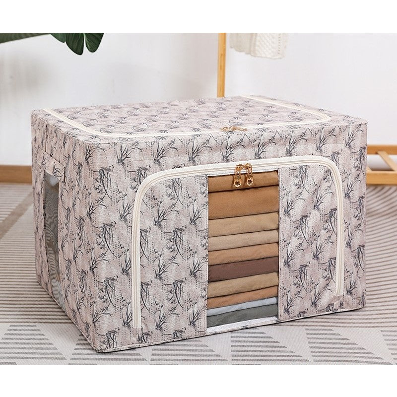 Cutie Depozitare, Vivimall, 66L, din Material Textil, 50 x 40 x 33 cm, pentru Haine si Lenjerii, Model Bambus, Galben - vivimall.ro