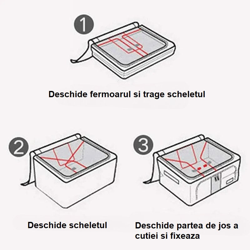 Cutie Depozitare, Vivimall, 66L, din Material Textil, 50 x 40 x 33 cm, pentru Haine si Lenjerii, Model Fluturasi, Albastru - vivimall.ro