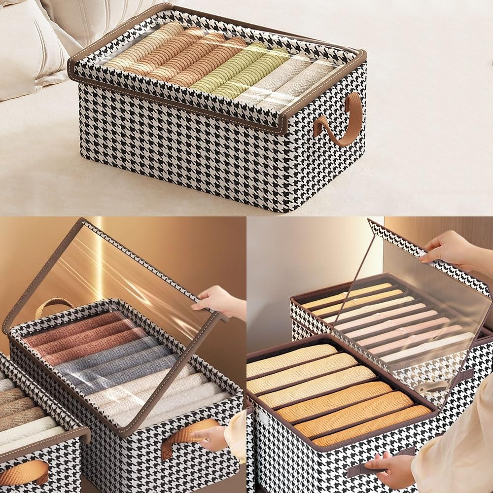 Cutie Depozitare, Vivimall, Capac Transparent, Model In Carouri, Model Mic, Maro - vivimall.ro