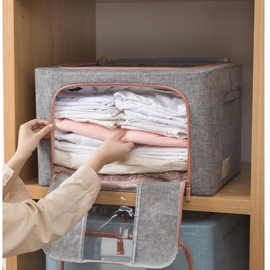 Cutie De Depozitare, Pliabilă, Cu Fermoar, Textil, Cadru Metalic, Suport Bază Stabil, Din Plastic - vivimall.ro