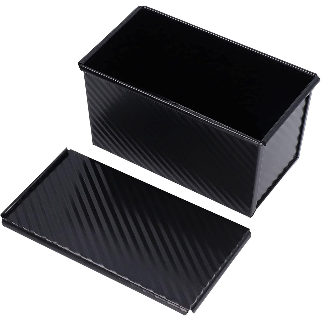 Tava pentru Paine, Vivimall, din Otel Carbon, 450 g, cu Capac, Antiaderenta, 21 x 11 x 11.5 cm, Negru - vivimall.ro