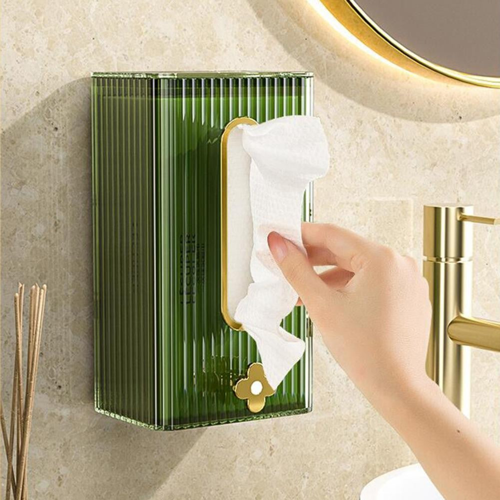 Cutie suport servetele eleganta Vivimall, cu montare pe perete sau dulap, material plastic dur, 21.3 x 8.7 x 12 cm, verde - vivimall.ro