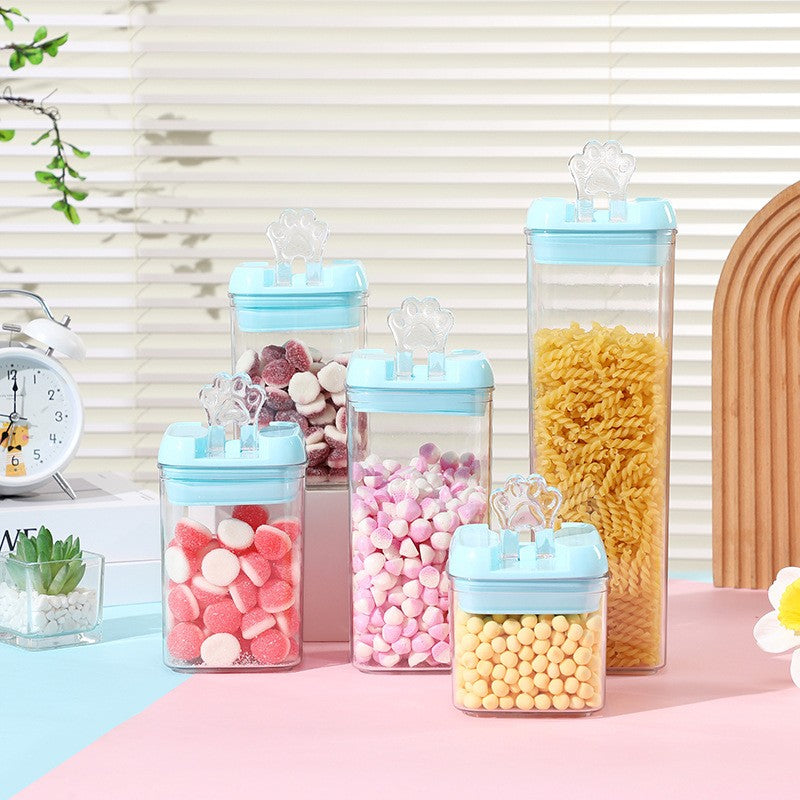 Set 5 Cutii de Depozitare Alimente, Vivimall, 1 x 500ml, 2 x 800ml, 1 x 1200ml, 1 x 1900ml, Capac Albastru, din PP+PET, Inchidere Ermetica, Transparent - vivimall.ro