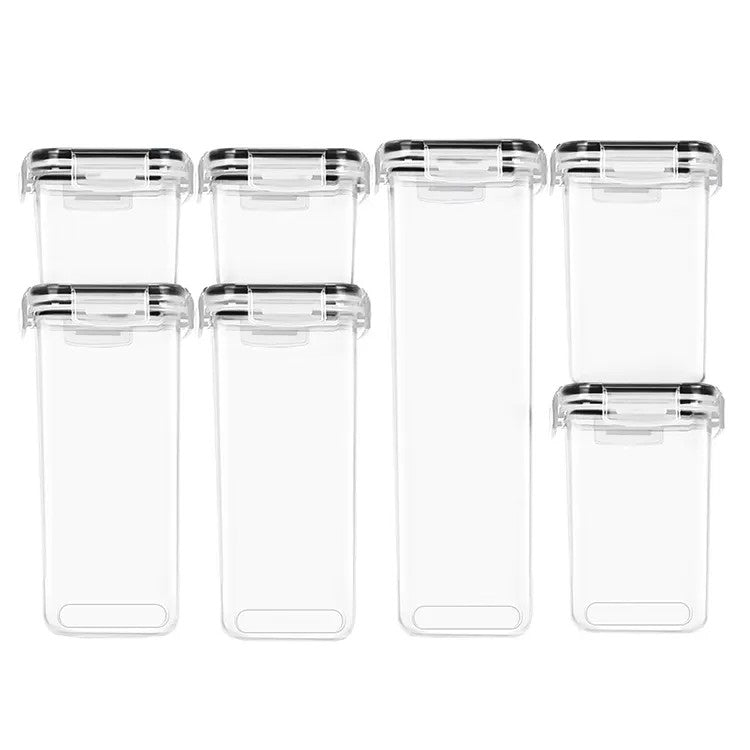 Cutii de depozitare alimente, Vivimall, Set din 7 Cutii pentru Condimente, Cereale, Cutii pentru Bucatarie, din Plastic PP, Cutii Alimentare, Diferite Dimensiuni, Transparente - vivimall.ro