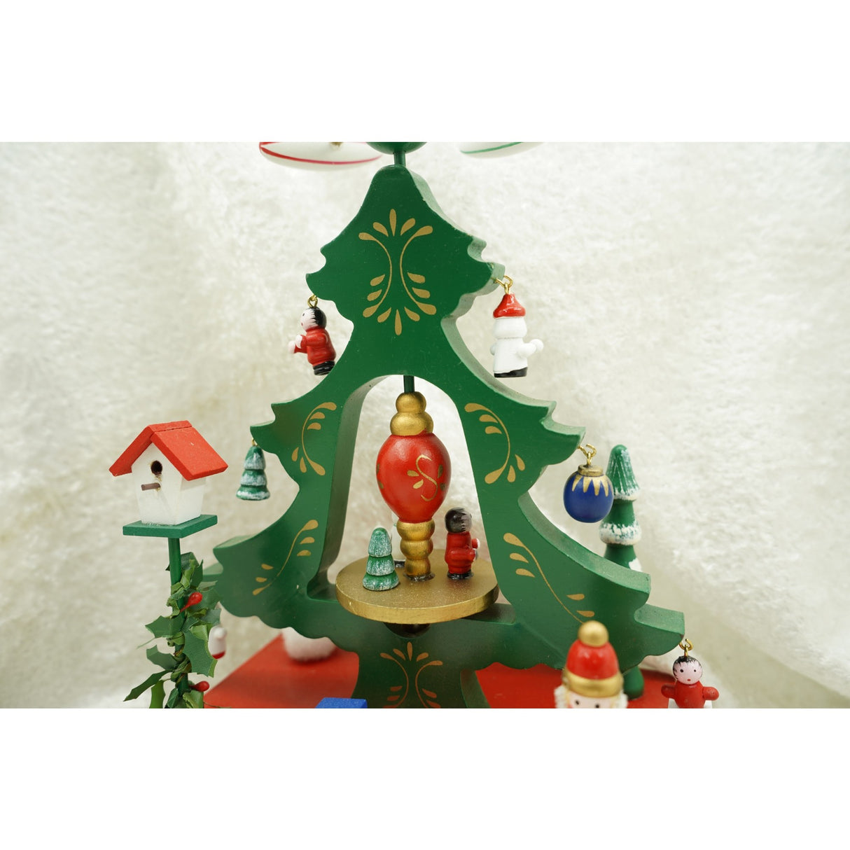 Cutiuta muzicala decorata de Craciun, Brad, Verde, din Lemn, 17 cm x 27 cm, Interior, Flippy