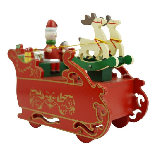 Cutiuta Muzicala Decorata, Sania Lui Mos Craciun, Din Lemn, Interior, Resigilat - vivimall.ro