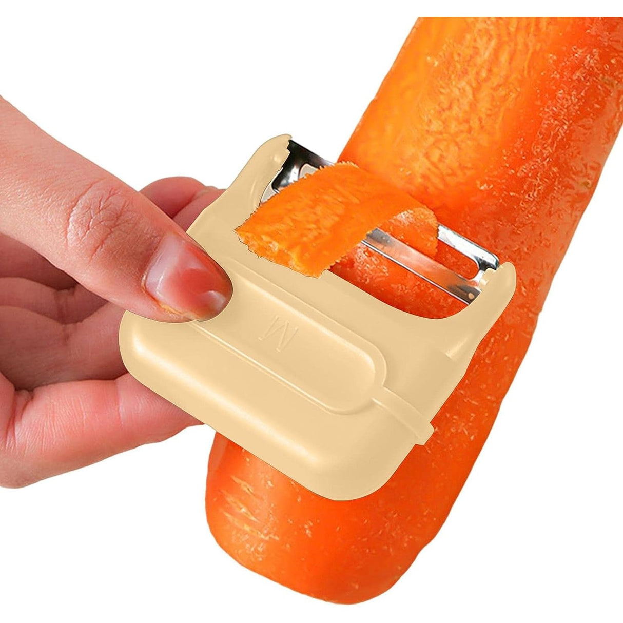 Decojitor/Curatator manual de legume si fructe, Vivimall, portabil, cu magnet, doua lame, Inox, Galben, 6.7x6x1.6 cm - vivimall.ro