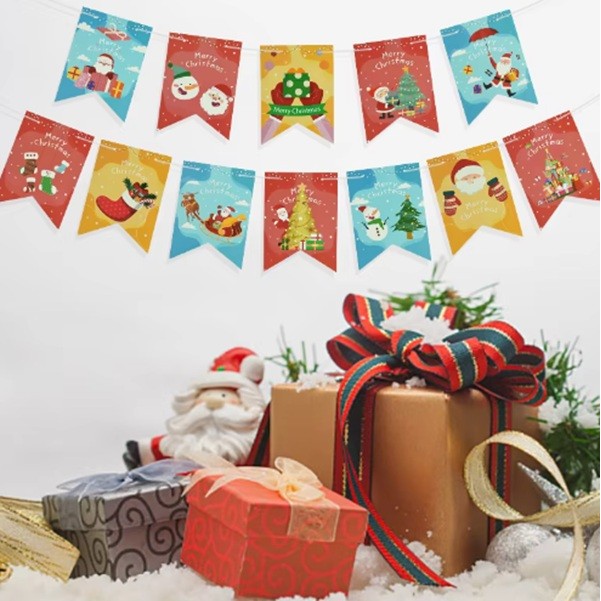 Decoratiune De Craciun, Tip Banner, 12 Piese, Pentru Usa Sau Perete, Sfoara Inclusa - vivimall.ro
