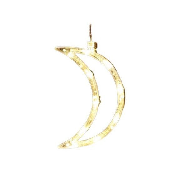 Decoratiune de Craciun Luminoasa in forma de Luna, 18.5x12 cm, cu Ventuza, Alb Cald, Flippy