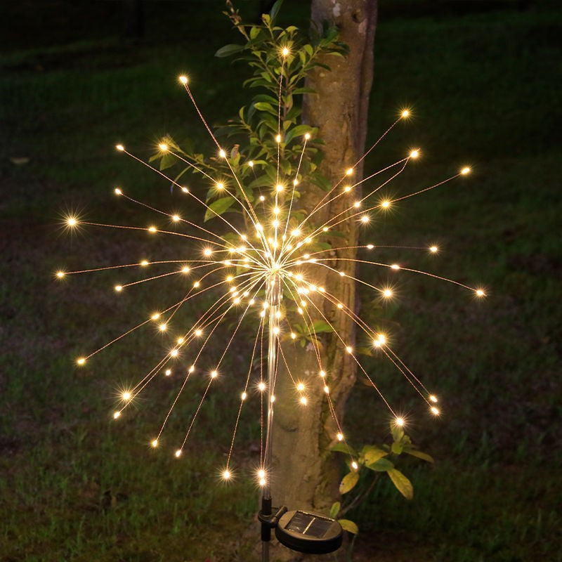 Lampa Solara, Flippy, Decor Gradina, Model Fireworks/Artificii, din Sarma de Cupru, 120 LED-uri, 55W, 90 cm, Alb Cald - vivimall.ro