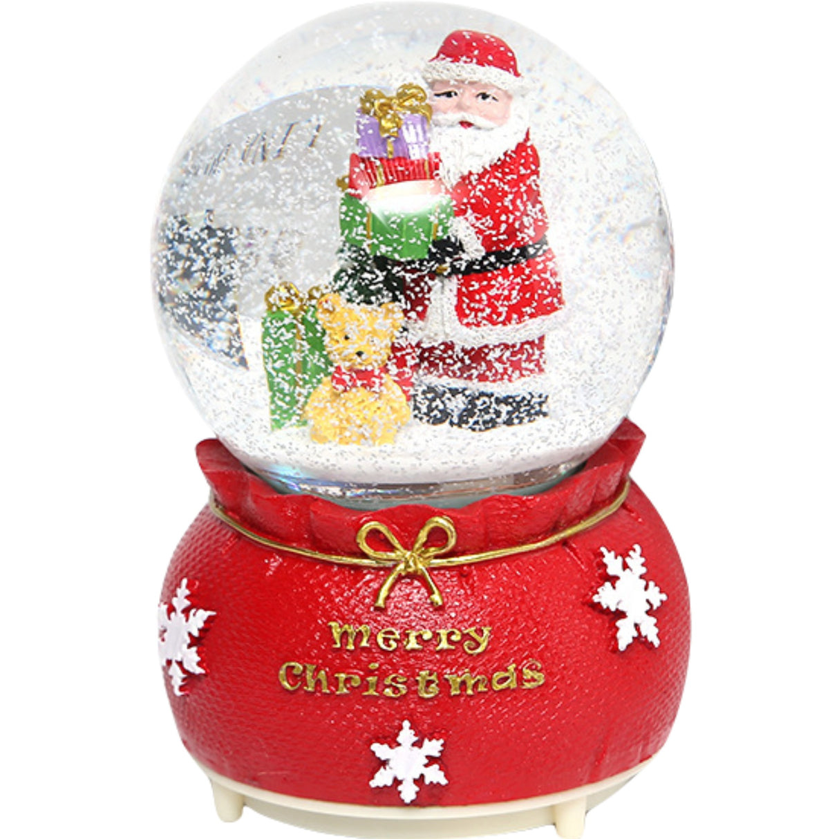 Decoratiune muzicala glob cu zapada, cu lumini si muzica, Mos Craciun, 16 cm, multicolor