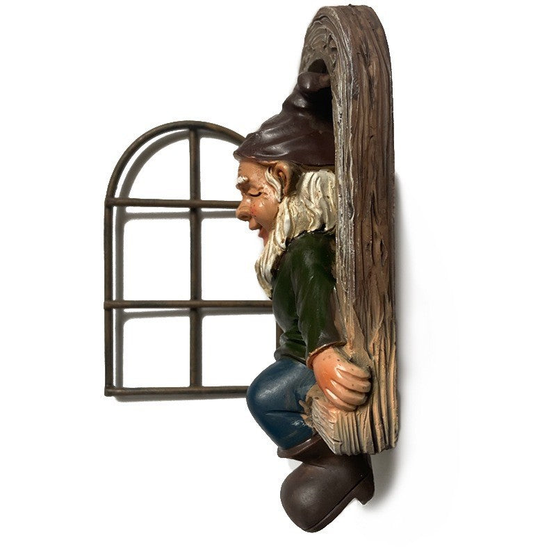 Decoratiune pentru Gradina, Vivimall, Model Elf pentru Pom, Statuie pentru Gradina din Rasina, Decor pentru Gradina, Elf, 14.5 x 8 x 15 cm, Maro - vivimall.ro