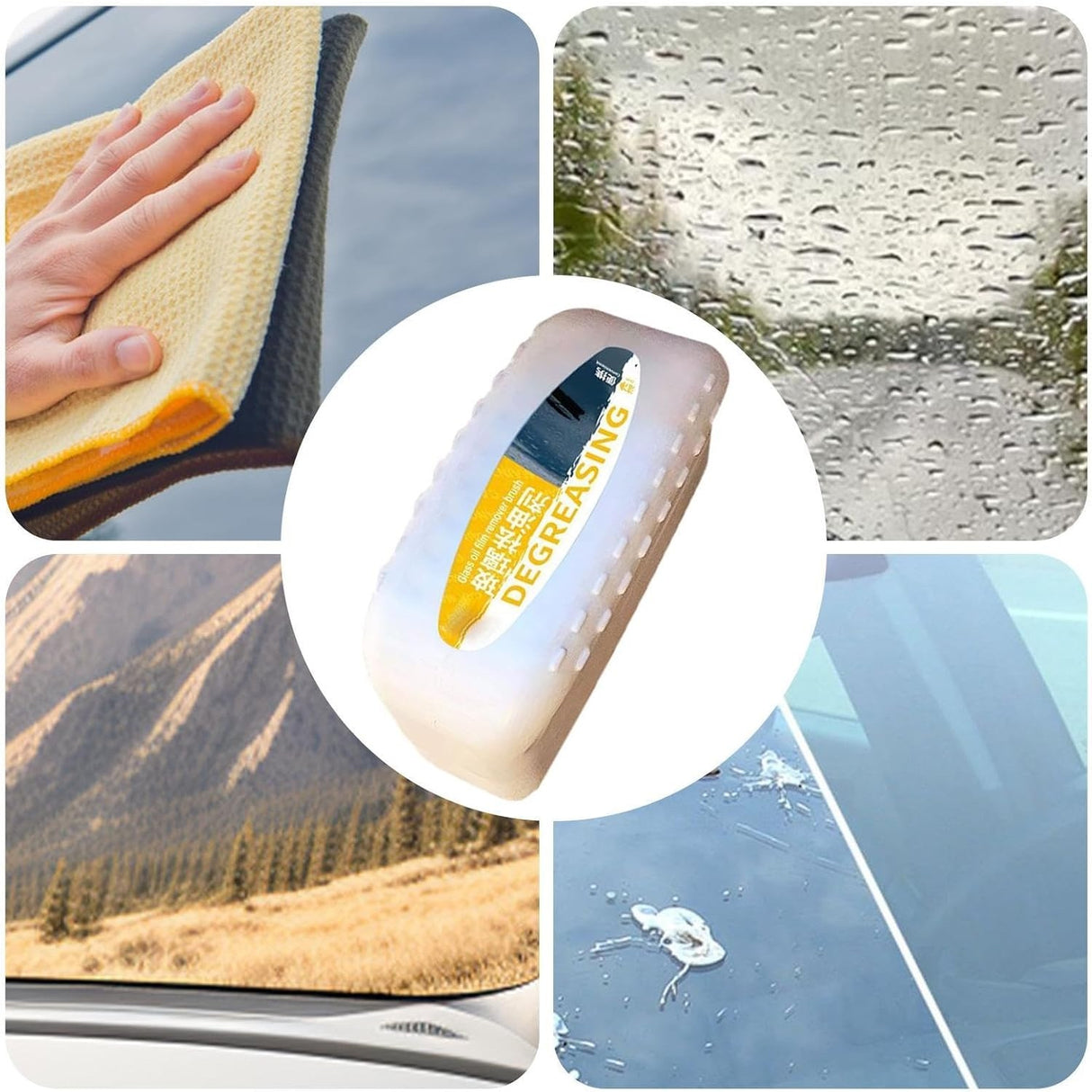 Degresant pentru Masina, Vivimall, pentru Geamuri, Oglinda Retrovizoare, Parbriz, Agent de Curatare Puternic pentru Indepartarea Stratului de Murdarie, 120 ml, Alb-Galben - vivimall.ro