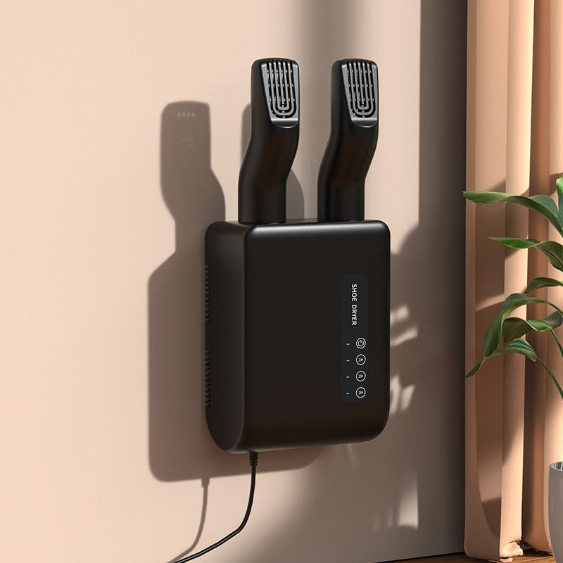 Uscator de Pantofi, Vivimall, Functie de Uscare, Dezinfectie, Dezodorizare, Montaj pe Perete fara Perforare, din PVC, Silentios, Timer, Negru - vivimall.ro