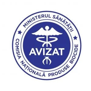 Etichetă Aseptanios AD cu compoziție acid peracetic și spectru microbiologic complet, detaliu