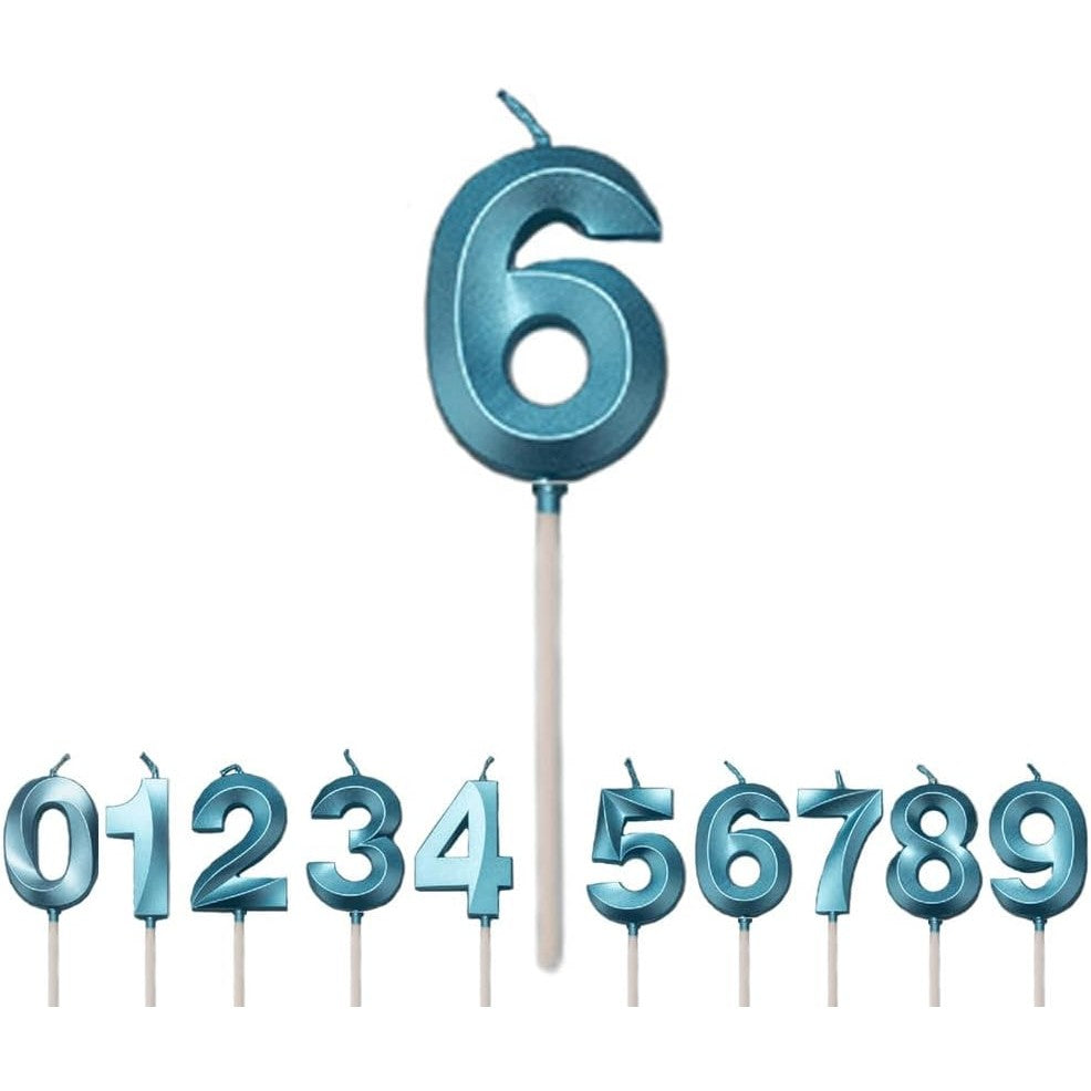 Lumanare Cifra 6, Flippy, Model Diamond, 5 x 3.4 cm, Albastru - vivimall.ro