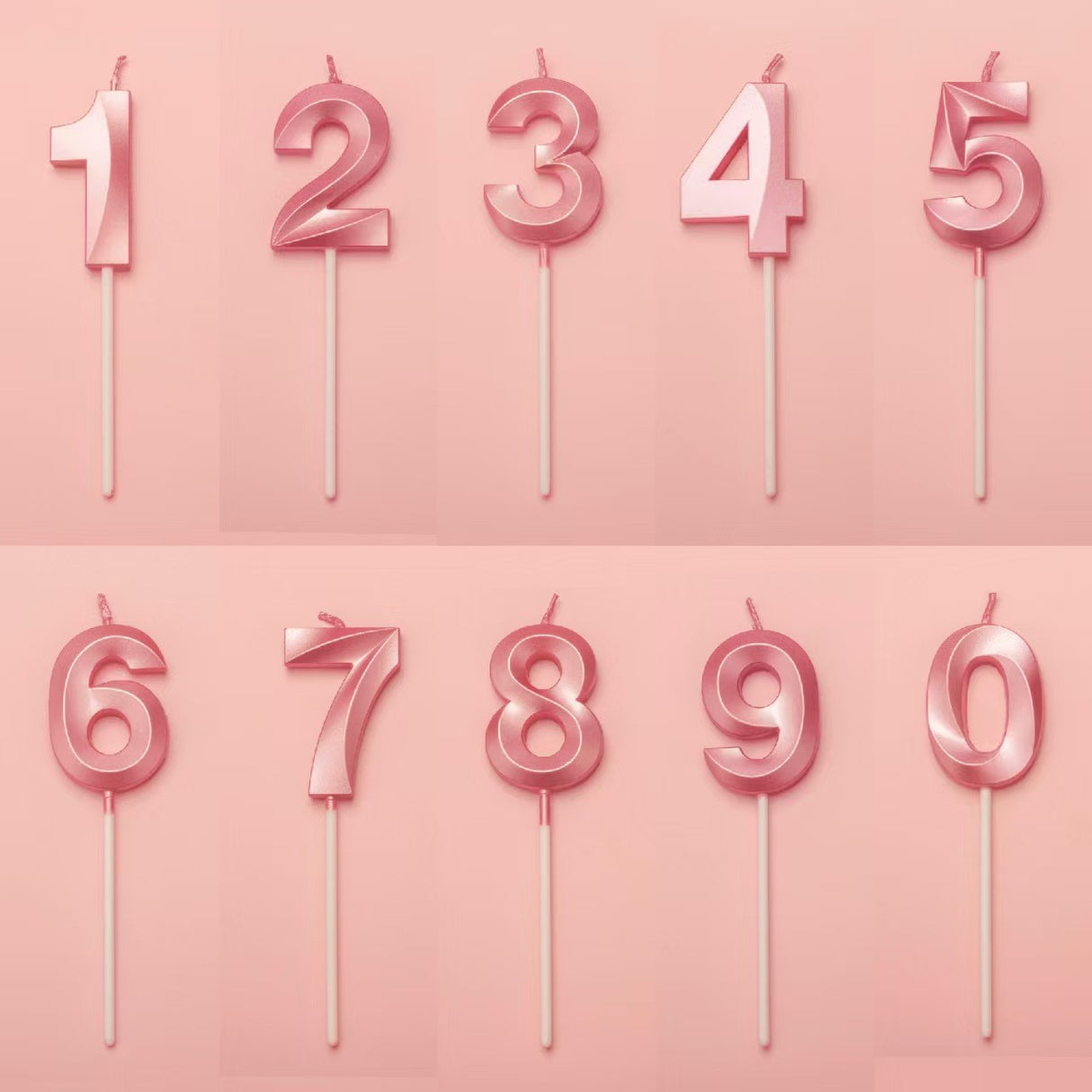 Lumanare Cifra 8, Flippy, Model Diamond, 5 x 3.4 cm, Roz - vivimall.ro