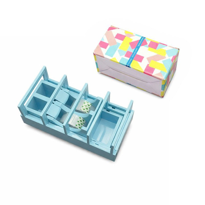 Dispenser de Banda Adeziva, Vivimall, Suport pentru Banda Adeziva pentru Birou, Scoala, din Plastic, 15,5 x 7,7 x 7,4 cm, Albastru deschis - vivimall.ro