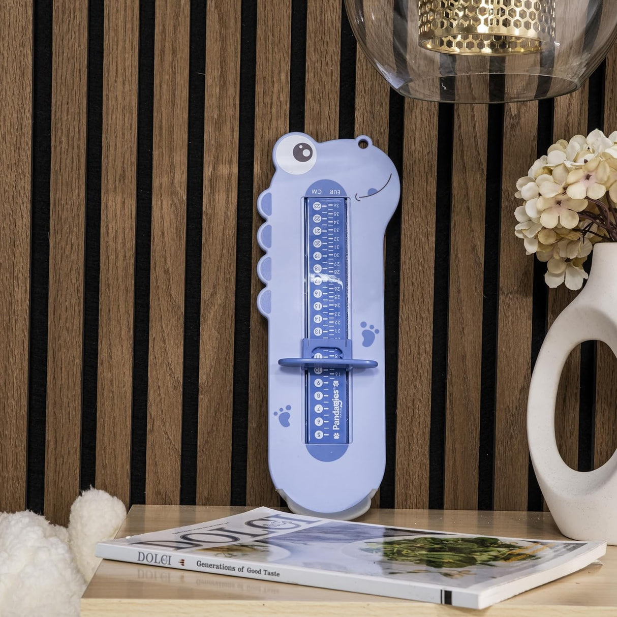 Dispozitiv de Masurat Talpa Piciorului pentru Bebelusi, Vivimall, 9-24, Model Dinozaur, Albastru