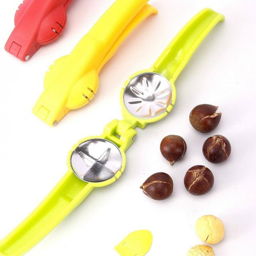 Dispozitiv de spart nuci si castane Vivimall, ABS si otel, 17.5 x 5.5 x 5 cm, usor de utilizat, galben - vivimall.ro