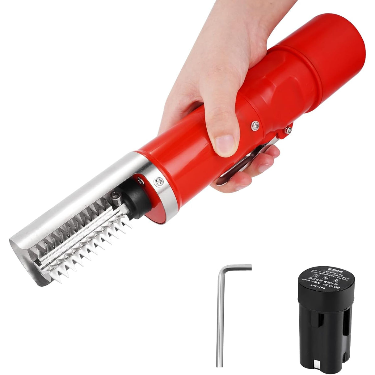 Dispozitiv Electric de Curatare Solzi Peste, Flippy, din Otel Inoxidabil, 28 x 5 cm, Rosu - vivimall.ro