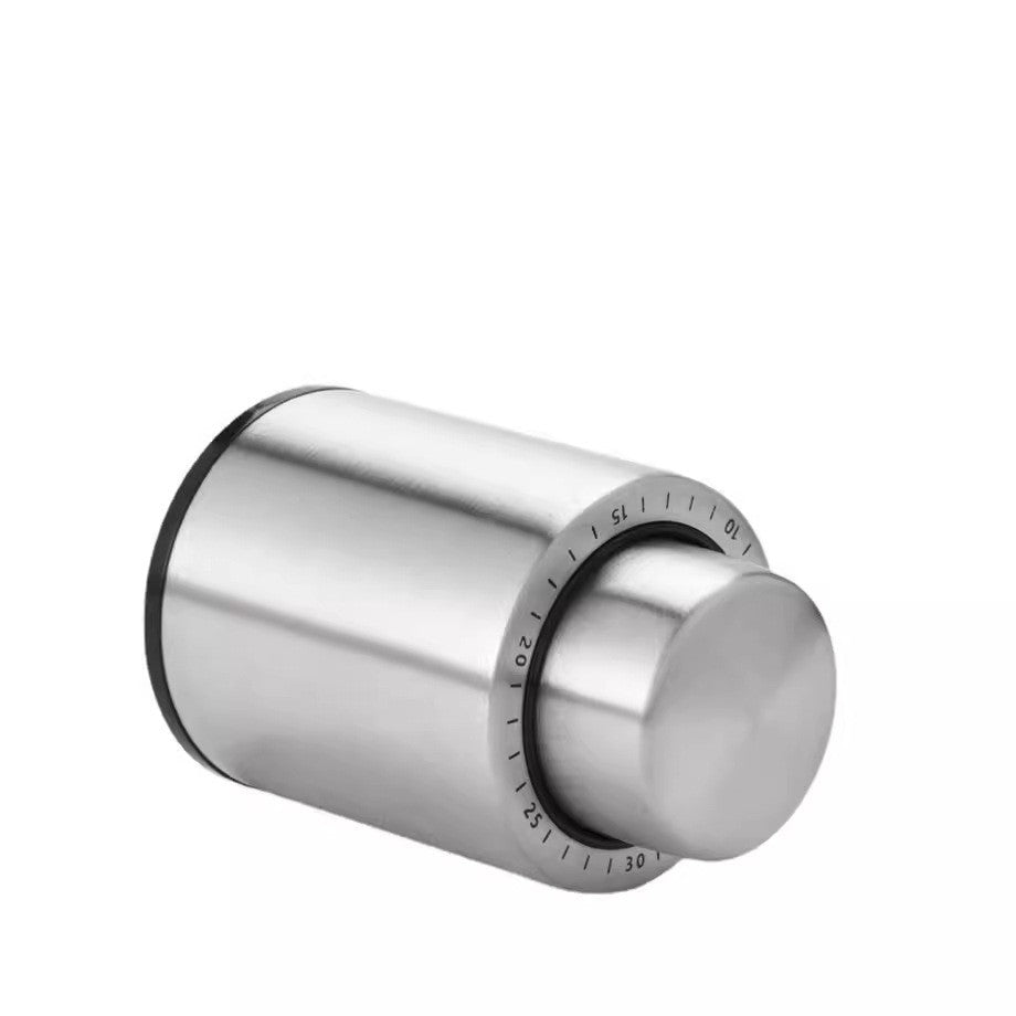 Dop de etanșare reutilizabil pentru sticlă de șampanie, culoare gri, vedere frontală, 4.5x4.5x8 cm