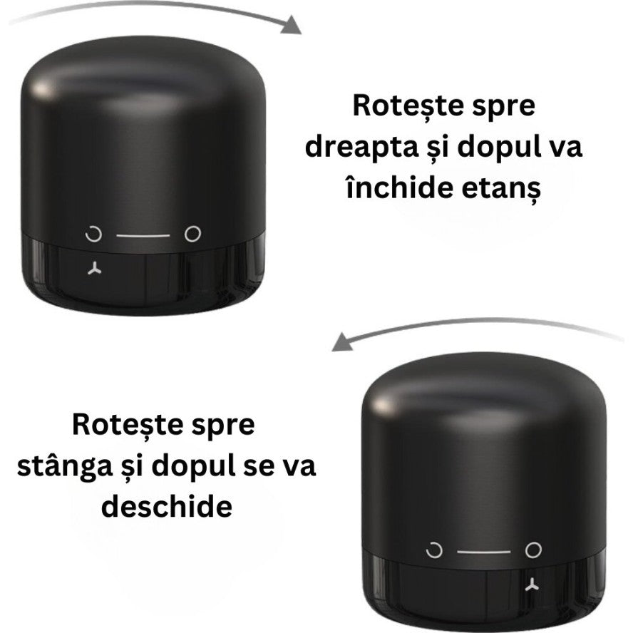 Dop de Etansare a Sticlei de Vin, Vivimall, Rotativ, On-Off, Silicon, Reutilizabil, Usor de Depozitat si Folosit, 3.4 x 3.4 x 3.4 cm, Negru - vivimall.ro