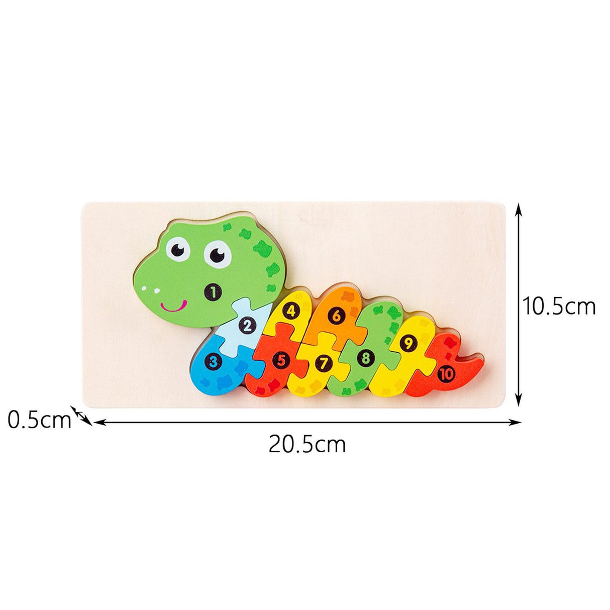 Detaliu piese puzzle lemn 3D Flippy, textură lemn masiv și culori multicolor vii pentru bebeluși