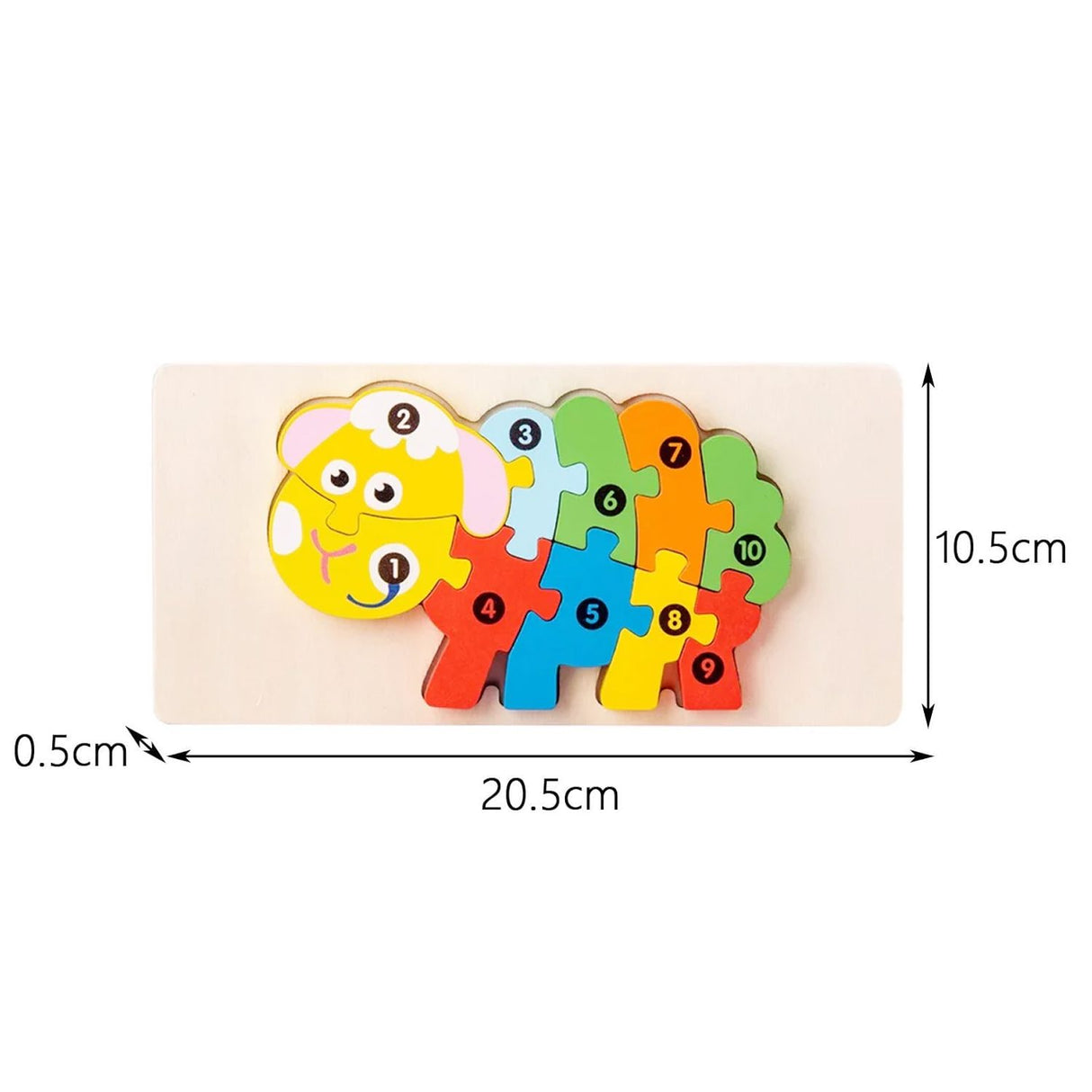 Puzzle lemn Flippy model Oaie asamblat complet, dimensiuni 20.5x10.5 cm, vedere de sus