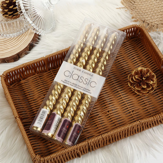 Set 4 Lumanari Pentru Masa, Cina, Decor, Model Rasucit, Lungime 25 Cm