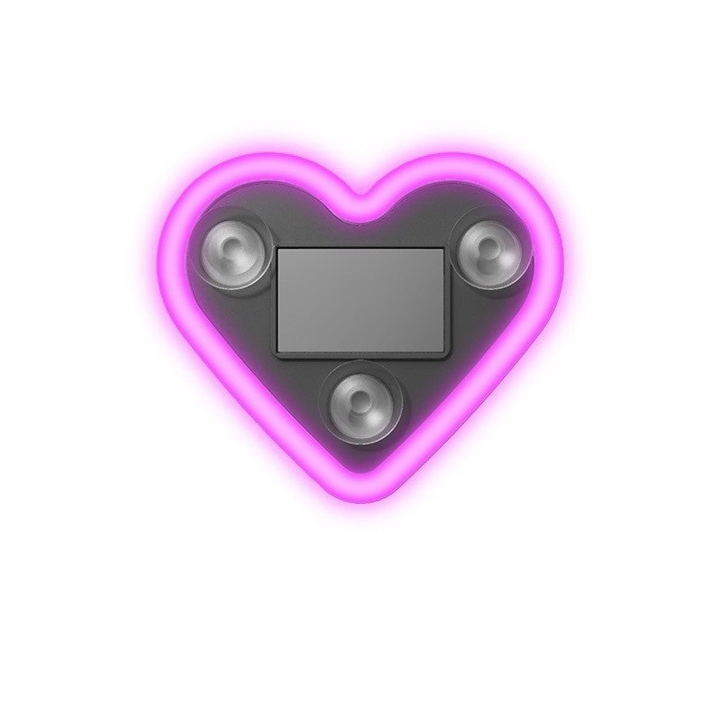 Lumina Auto Ambientala, Flippy, Model Inima, Incarcare Solara/USB, Afisaj Baterie, 9.7 x 8.4 x 1.6 cm, Roz