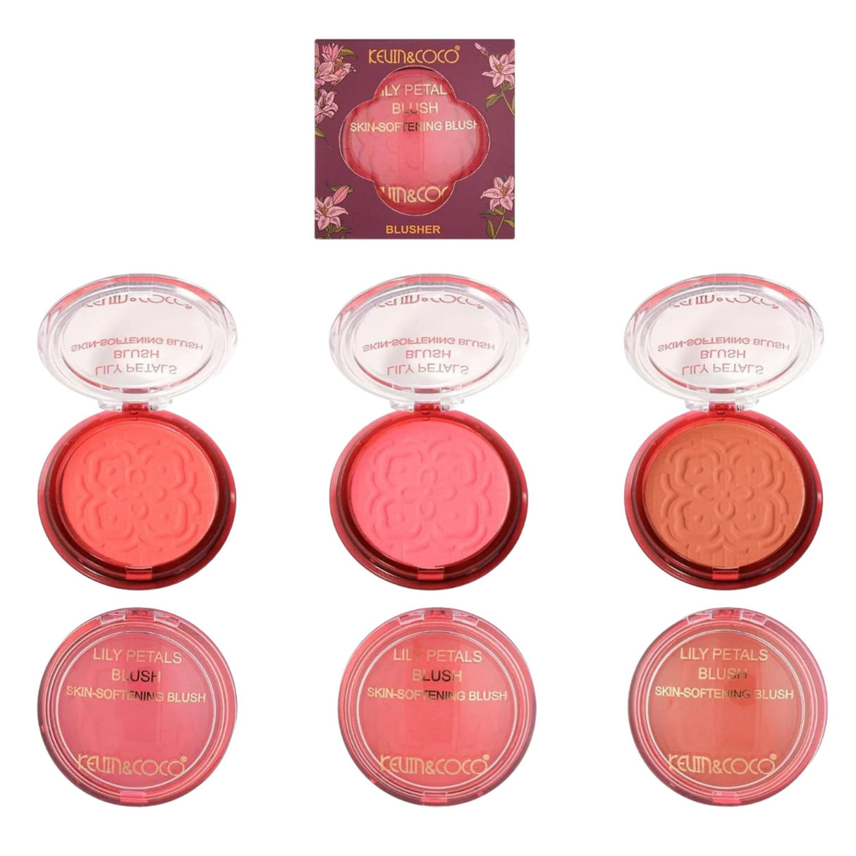 Fard de Obraz, Kevin&Coco, Blush Compact, Textura Fina, Pentru Toate Tipurile de Ten , 9.3 g, 7.5 x 7.5 x 2.1 cm, Model Eternity, Roz/Coral - vivimall.ro