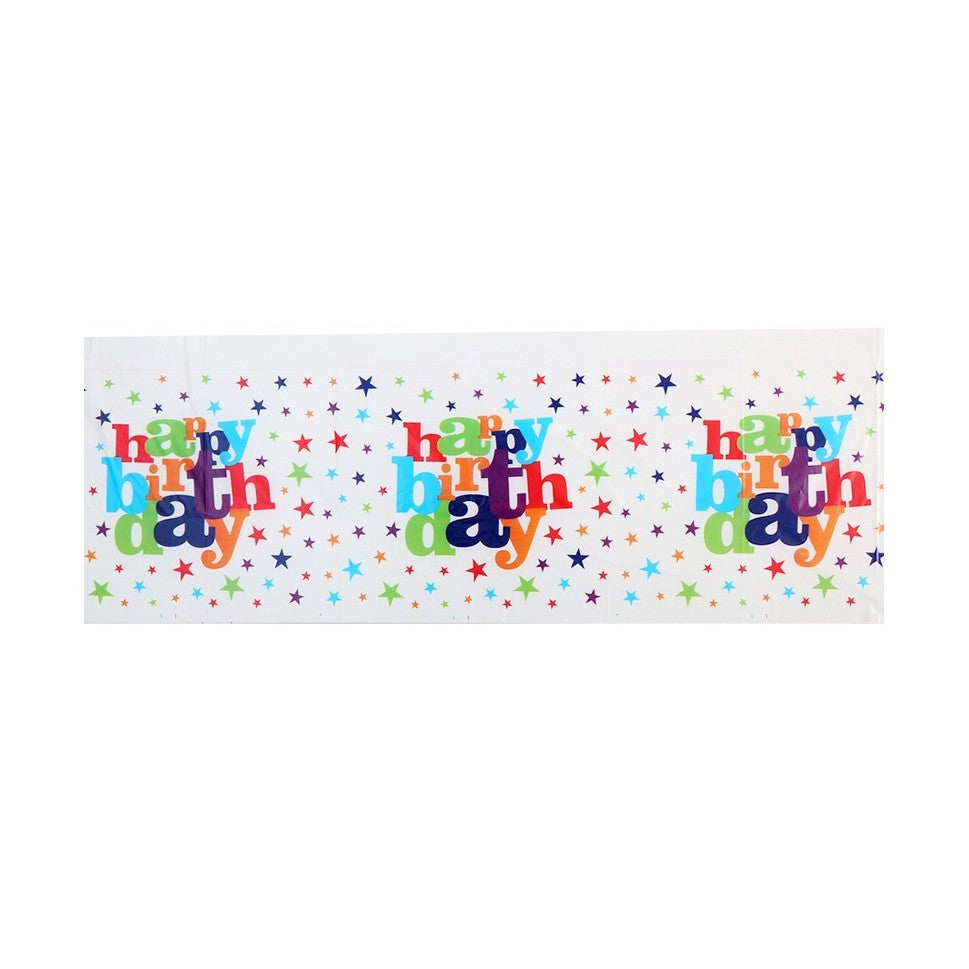 Fata de Masa Dreptunghiulara, Vivimall, Colectia Happy Birthday, 180 x 108 cm, din Plastic PE, Impermeabila, Multicolor