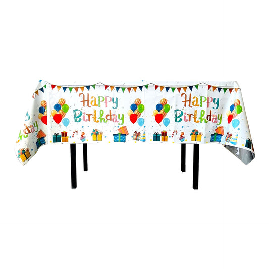 Fata De Masa, Din Folie, Imprimeu Happy Birthday Cu Baloane - vivimall.ro